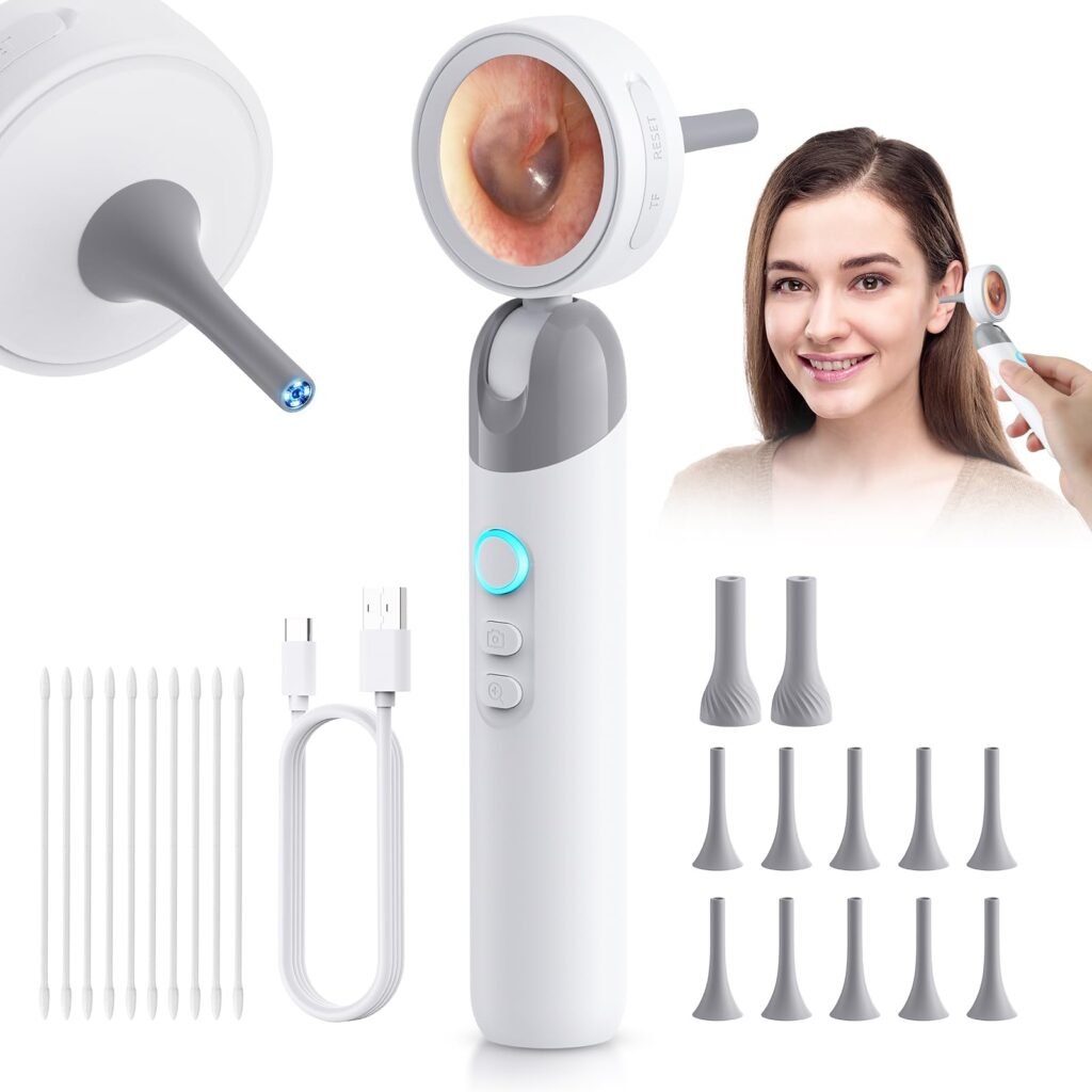 Aertnelz Otoscope Ear Camera with 1.38” Screen, 1080P HD Ear Scope & 4 LED Lights for Adult Kid and Pet, 12 Silicone Specula Tips, Photo & Video, Type-C Charging with Computer, FSA HSA Eligible Items