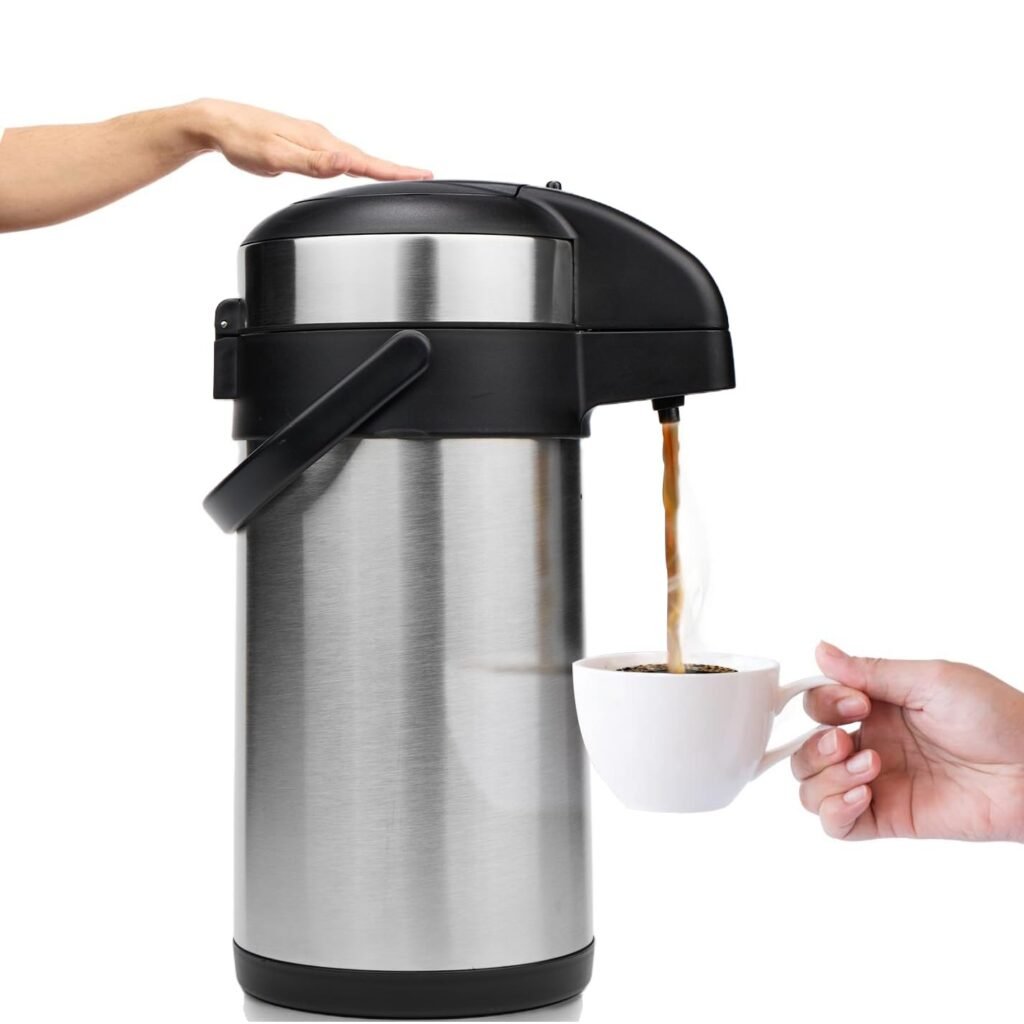 Airpot Coffee Dispenser with Pump - 140 oz Insulated Stainless Steel Coffee Carafe - Thermal