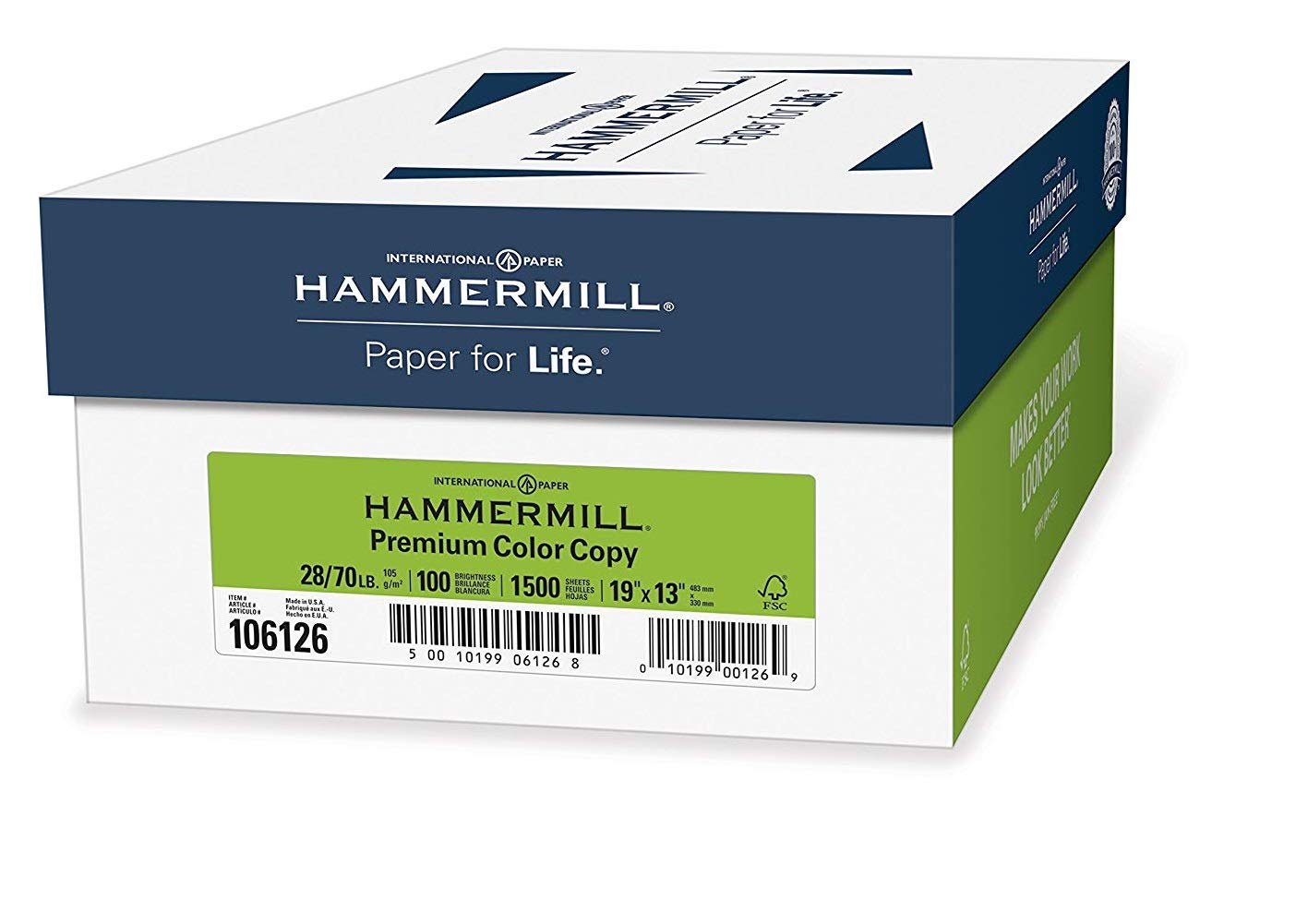 Hammermill Printer Paper, Premium Color 28 lb Copy Paper, 19 x 13 - 3 Ream (1,500 Sheets) - 100 Bright, Made in the USA, 106126C