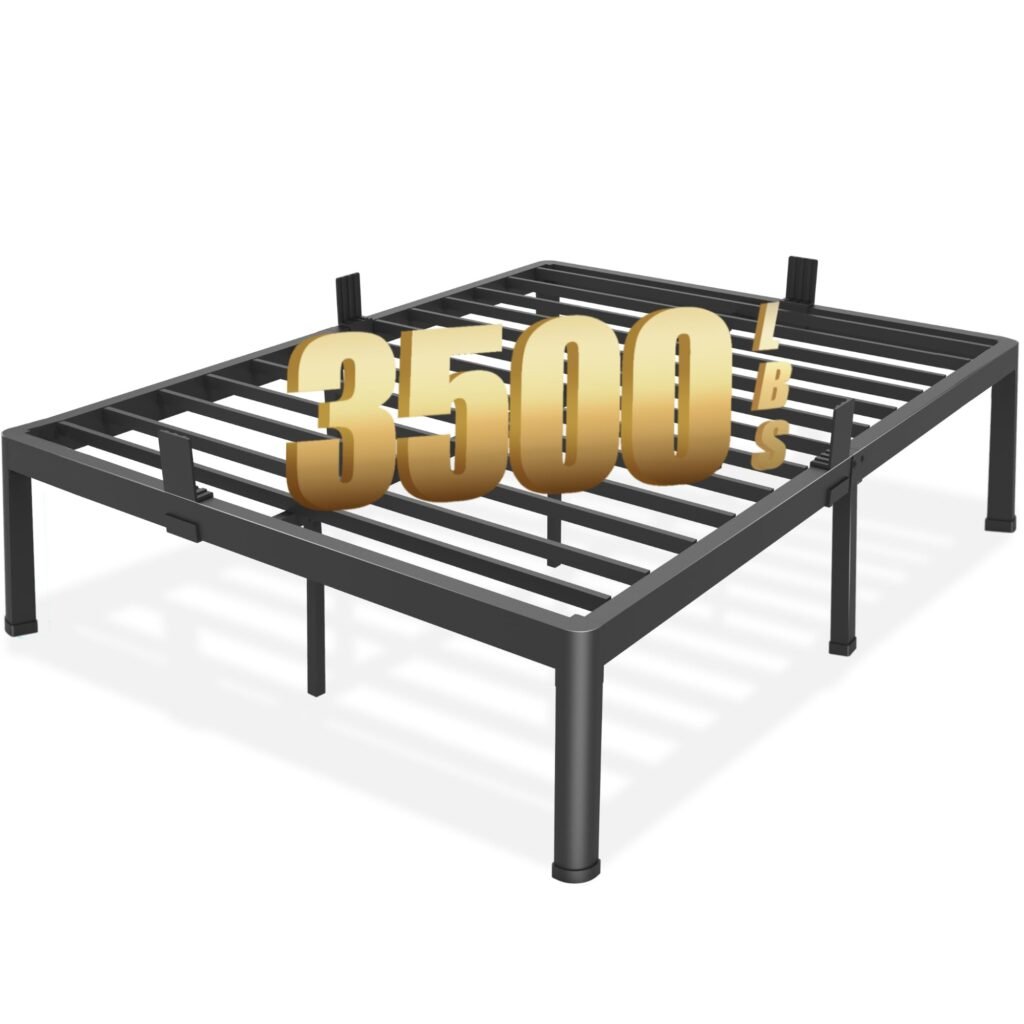FUIOBYVV California King Bed Frame with Round Corner Edge Legs 18 inch High 3500 lbs Heavy Duty Metal Platform Bed Frame King Size No Box Spring Needed/Noise Free/Steel Slat Support/Non-Slip Black