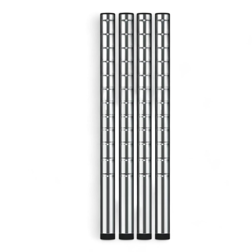 8" Chrome Wire Shelf Posts Pack of 4 Posts | Heavy Duty | Utility Shelving Units - Commercial Wire Shelf Shelving Posts Adjustable shelving Restaurant Organization Shelving Unit for Commercial Use