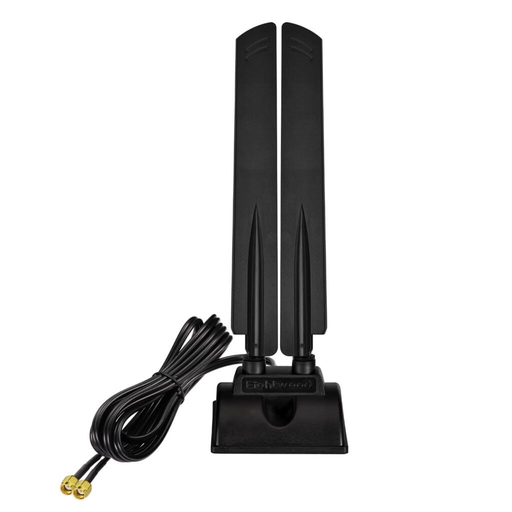 Eightwood WiFi 6E Antenna Tri-Band 6GHz 5GHz 2.4GHz RP-SMA WiFi Antenna Magnet Mount Base for PC