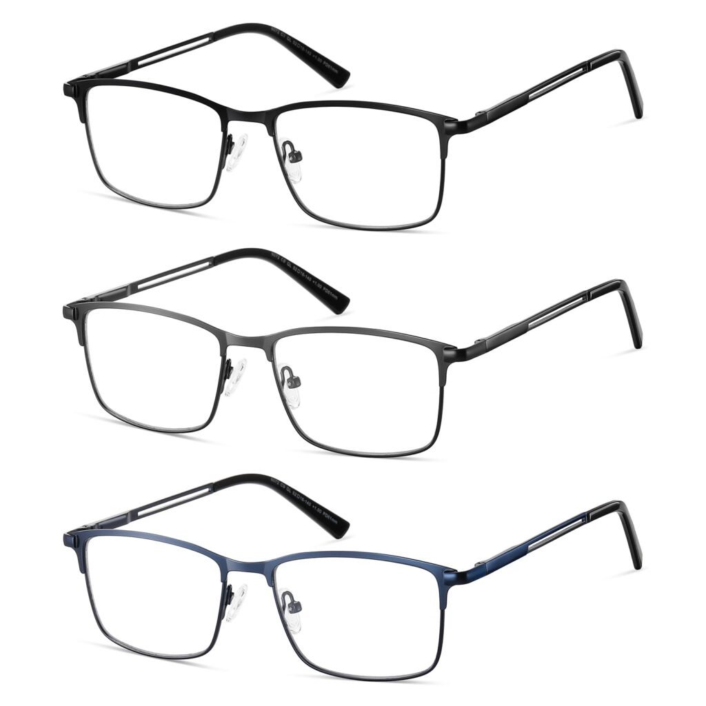 LKEYE Reading Glasses for Women Men Blue Light Blocking Computer Readers Metal Frame Lightweight