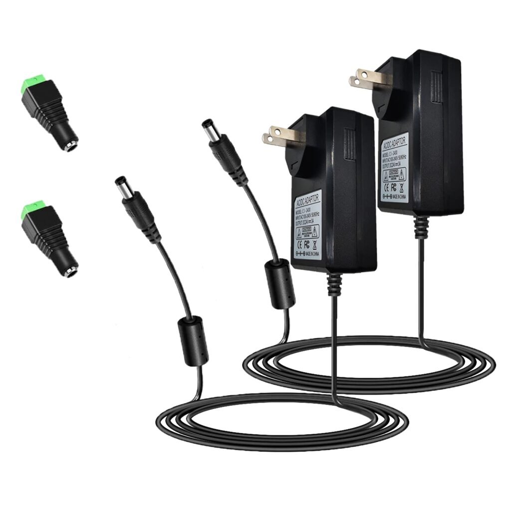 2 Pack 24V 3A 72W DC Power Supply Adapter AC to DC Converter Transformer 100~240V AC Input for 5050