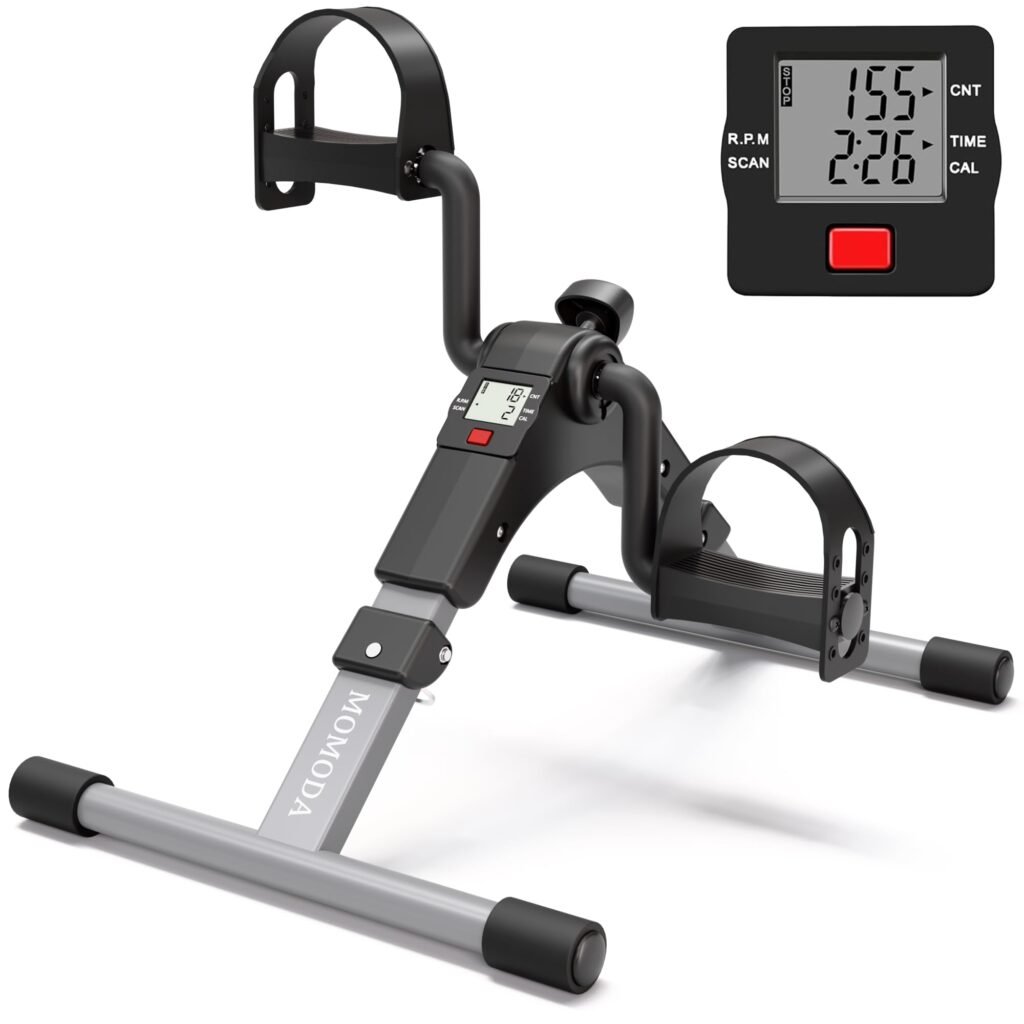 Pedal Exerciser Desk Exercise Bike Leg and Arm Exercise Bike with LCD Monitor Foldable and Porable