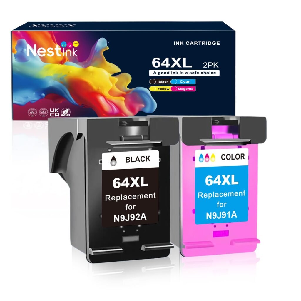 64XL Ink Cartridges Black and Color Compatible for HP 64XL Ink Cartridge Combo Pack Compatible for