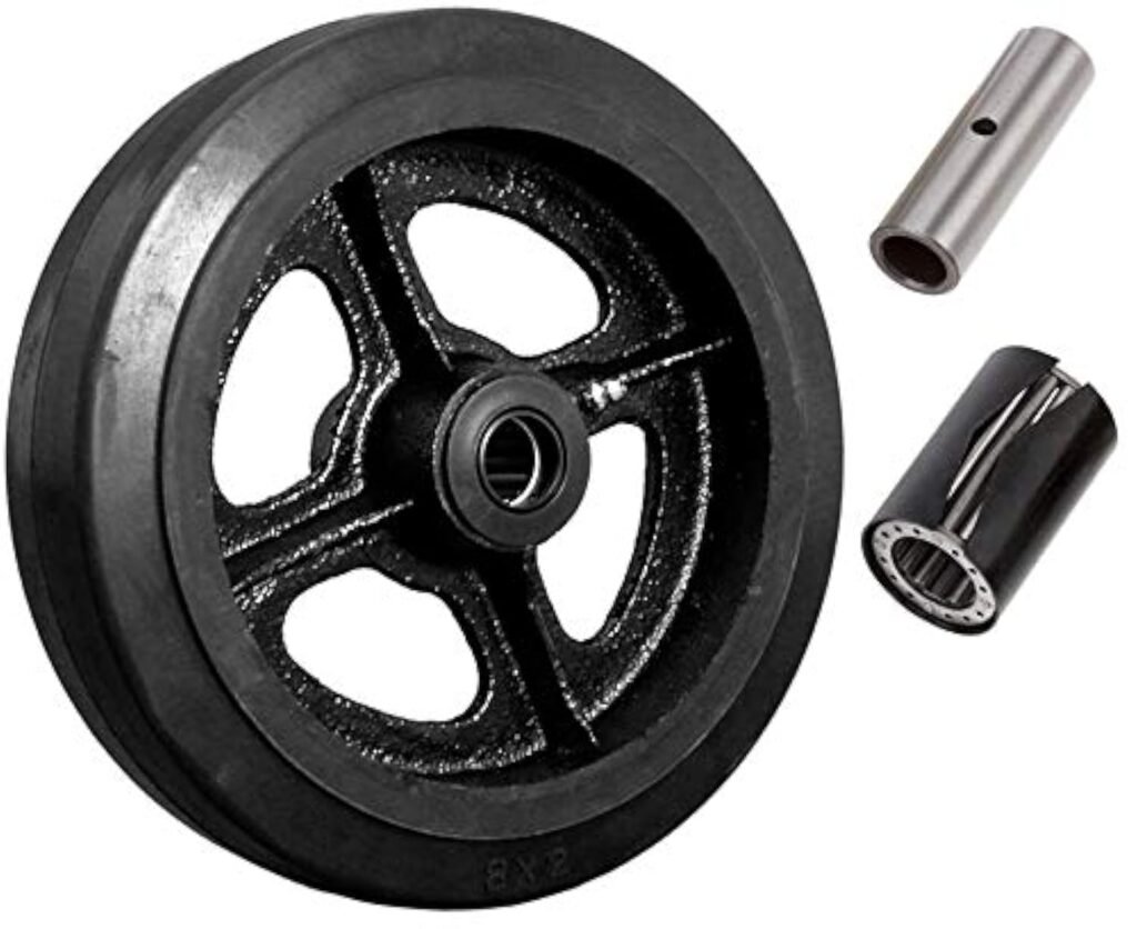CasterHQ 8" X 2" RUBBER ON CAST IRON WHEEL - 650 LBS CAPACITY - Replacement Caster Wheel -