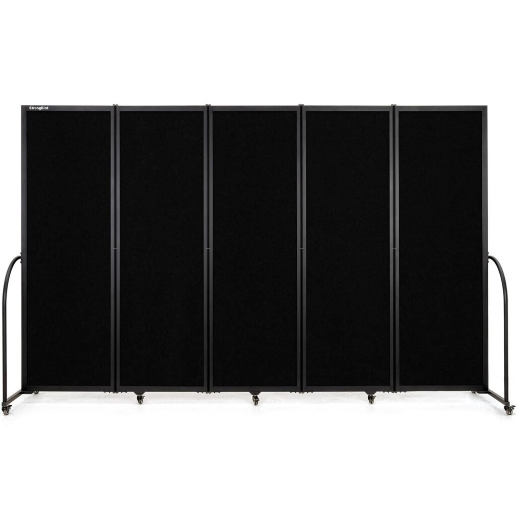 Folding Room Partition,Privacy Room Screen with Arms,Office Dividers Partition Wall,10'2"L* 6'7"H,Black