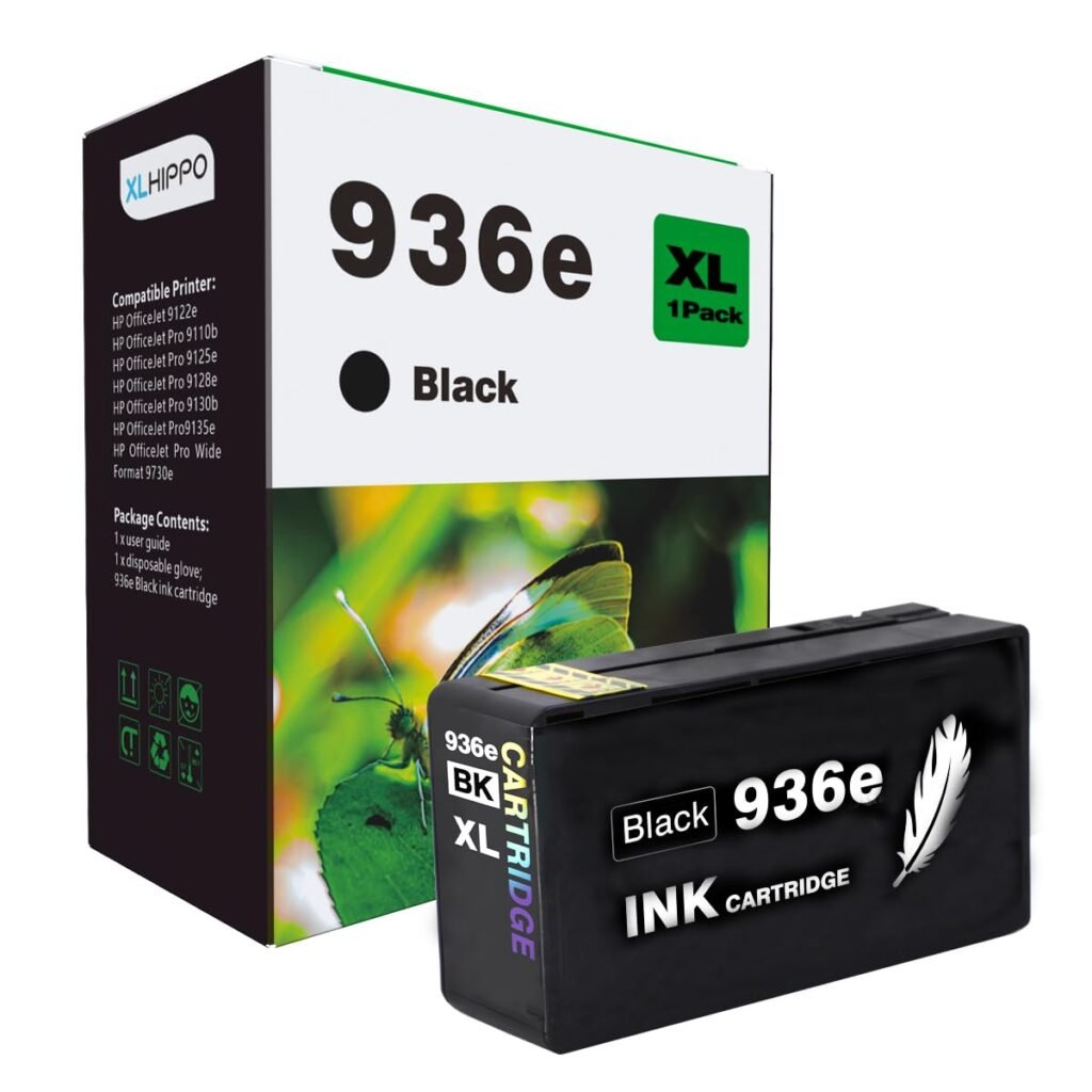 936XL Black Replacement for HP 936 Black Ink Cartridge for HP Printers 9125e 9120e Series, for 936 Series HP936 936e Black Ink, Work for OfficeJet Pro 9130e 9135e 9730e 9120 9130 (1 * 936 e BK)