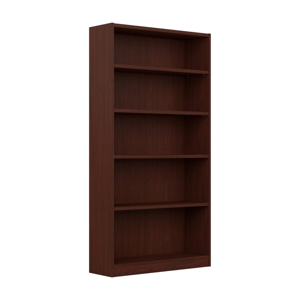 Bush Furniture Universal Tall 5 Shelf Bookcase in Vogue Cherry, Vertical Storage and Display Bookshelf for Home Office or Living Room Organization