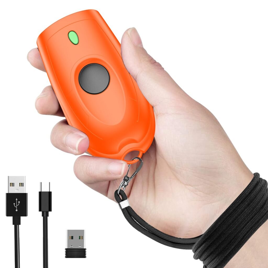 Symcode Bluetooth Barcode Scanner Mini 1D Small Wireless Bar Code Scanner 3-in-1 Bluetooth & 2.4G Wireless & USB Wired Barcode Scanner with Android,iOS,Computers,Windows
