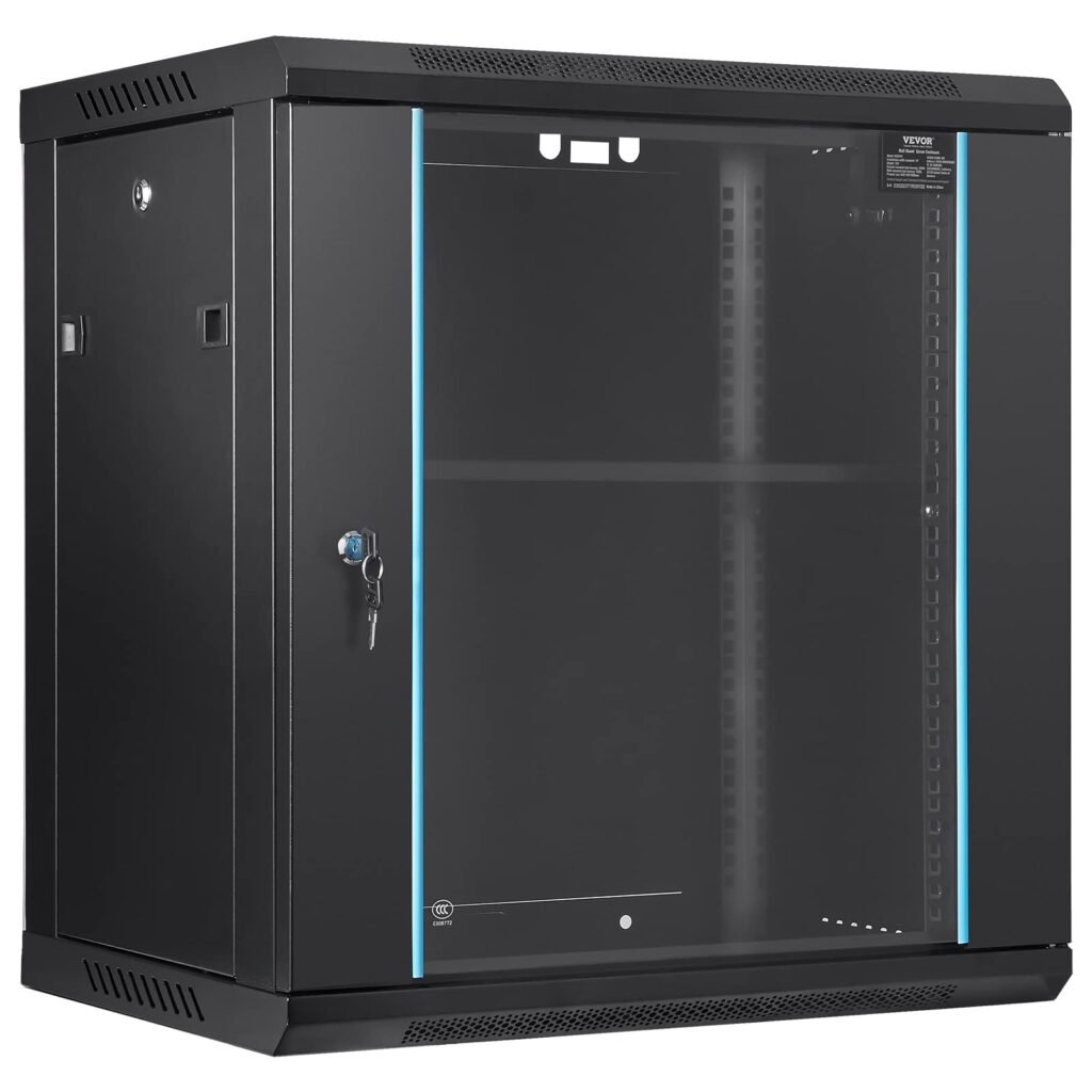 VEVOR 12U Wall Mount Network Cabinet, 15.5'' Deep Server Rack Cabinet Enclosure, 200 lbs Max.