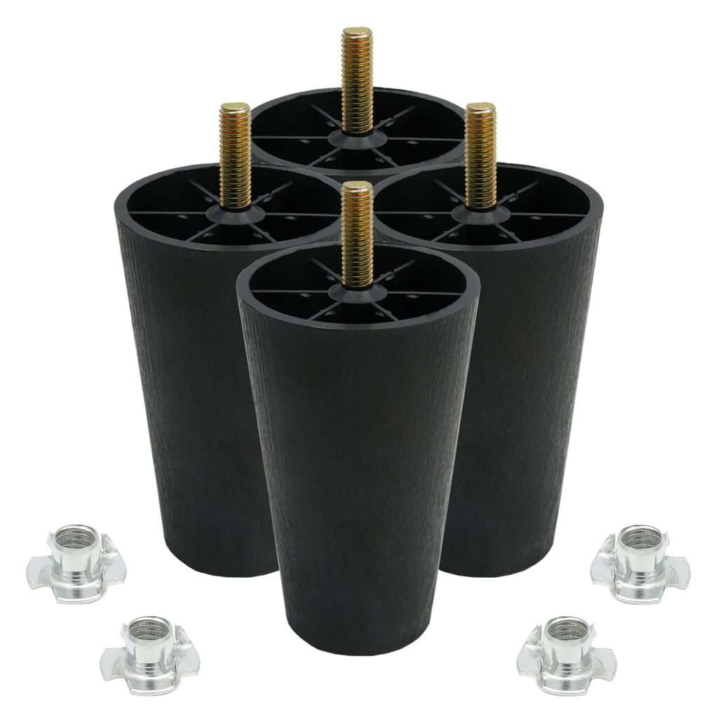 Murtenze 4Pcs 4 inch Sofa Legs, Round Tapered Plastic Couch Legs Replacement Furniture Legs with M8
