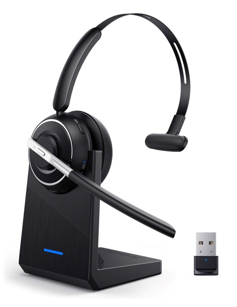 Bluetooth Headset, Wireless Headset with Microphone for PC, V5.2 Computer Headset with Noise
