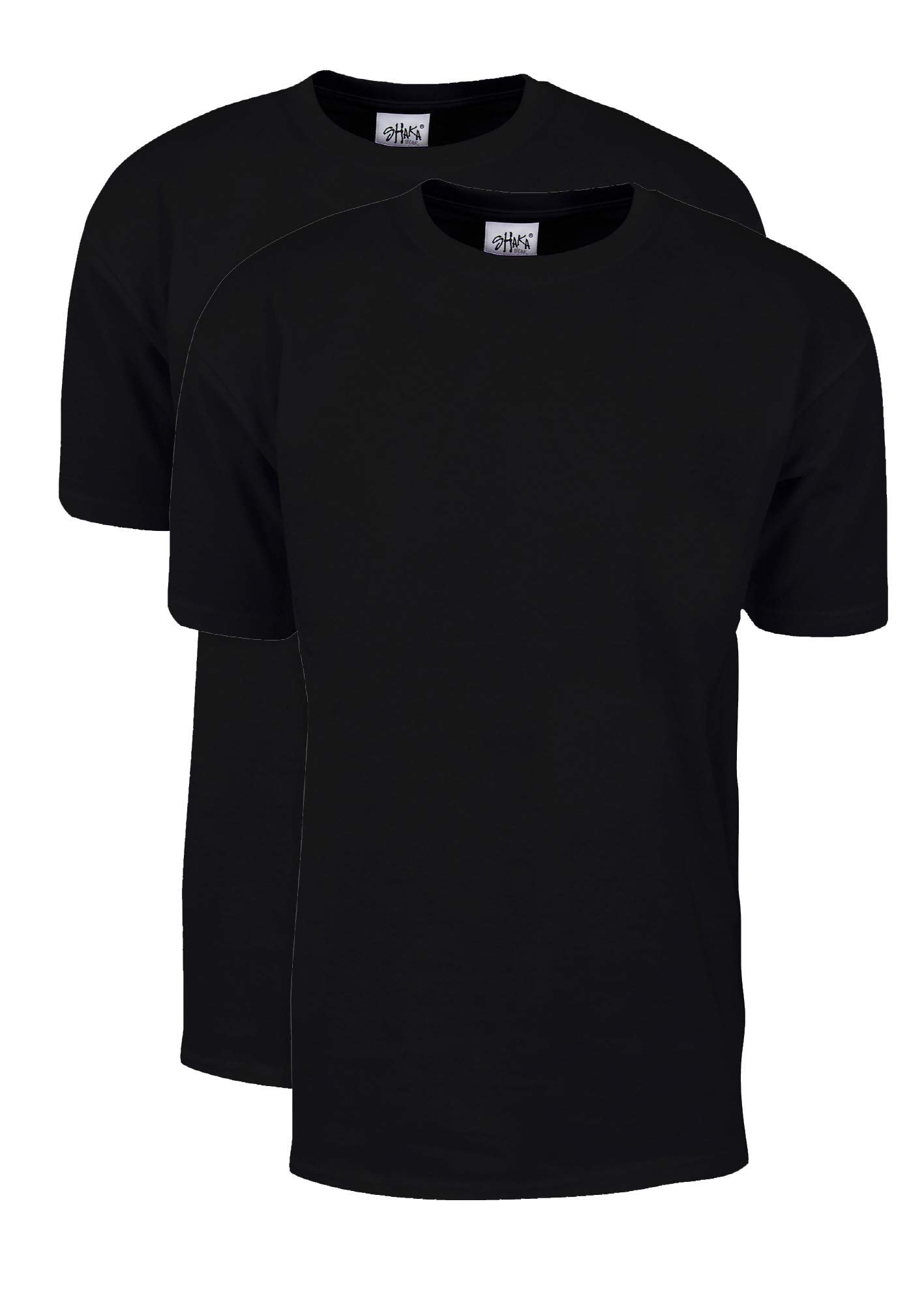 Shaka Wear Men's T Shirt – 2 Pack 7 oz Max Heavyweight Cotton Short Sleeve Crewneck Tee Top Tshirts Regular Big Size MHS02 Black L 2pk
