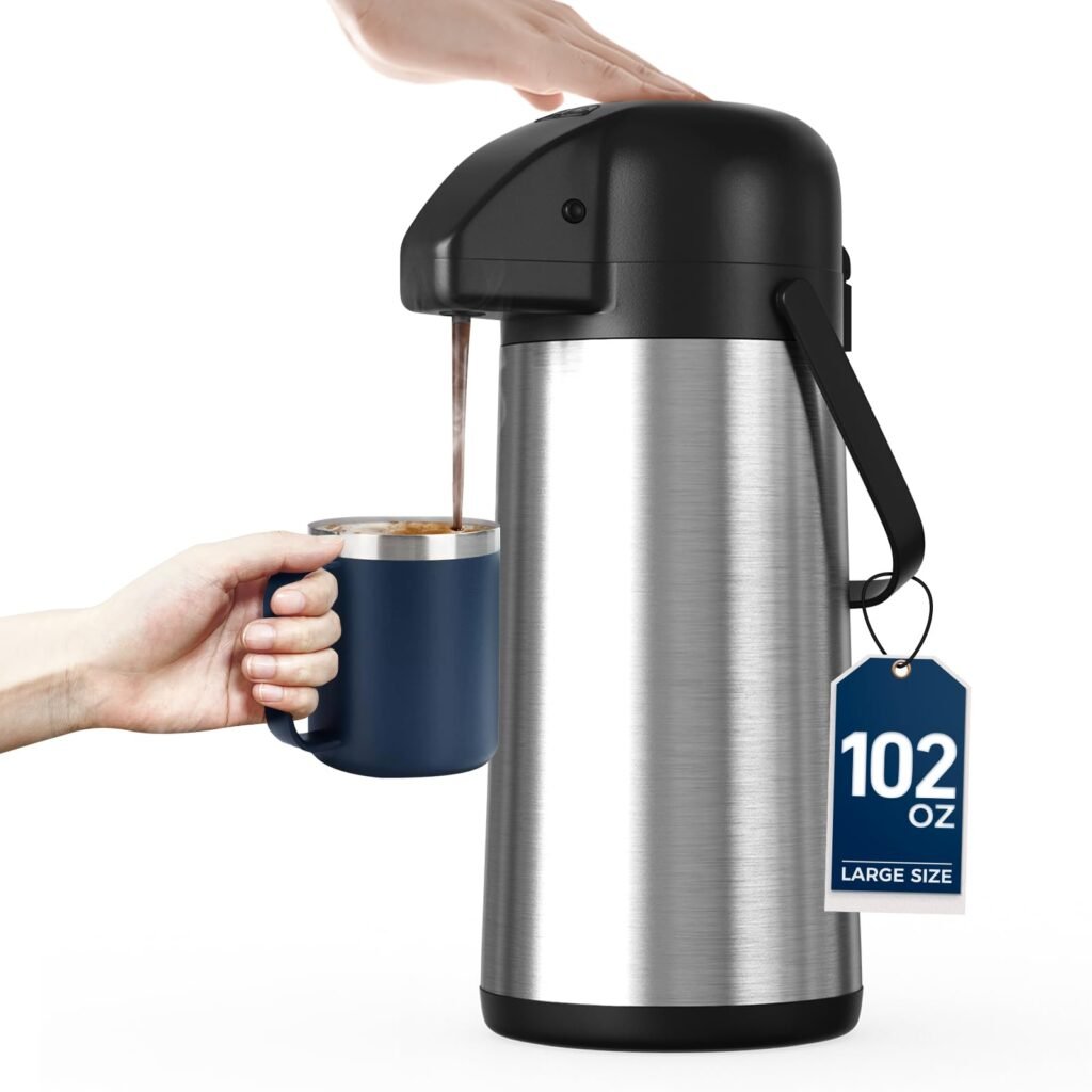 Coffee Carafe for Keeping Hot - Gezoss 102OZ / 3L Airpot Coffee Dispenser with Pump - Large Coffee