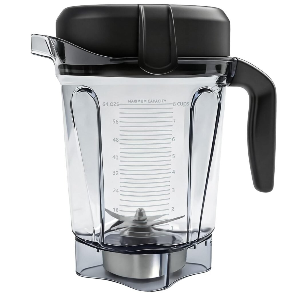 Blender Pitcher 64oz Low-Profile, Compatible with 750, 5200, 5000, 6300, 7500, Vm0102, Vm0103, Vm0197, E310 Classic/Explorian/Commercial Series etc Container Jar Cup