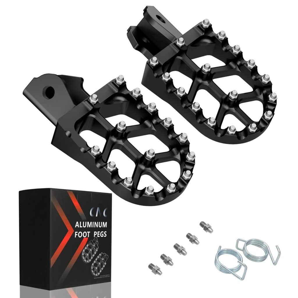 JFG RACING Dirt Bike Foot Pegs with Springs,7075 Aluminum CNC Footpegs Pedals Rests for Surron Light Bee X and S/E Ride Pro SS/CRF150F CRF230F 03-19/X160/X260-Black