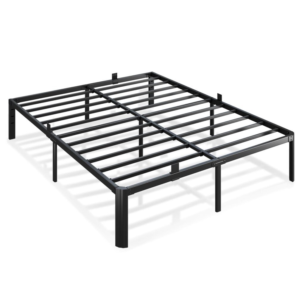Metal Bed Frame Full Size, 14 Inch 3500 lbs Heavy Duty Platform Bed FramesSteel Slats Noise Free No Box Spring Needed, Easy Assemble Sturdy Bedframe Rounded Corner with Storage and Mattress Retainers