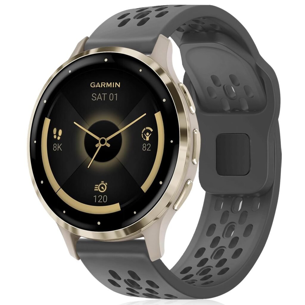 Inhosper Breathable Bands Compatible with Garmin Vivoactive 4S/Vivomove 3S/Venu 3S/Venu 2S,18mm Soft