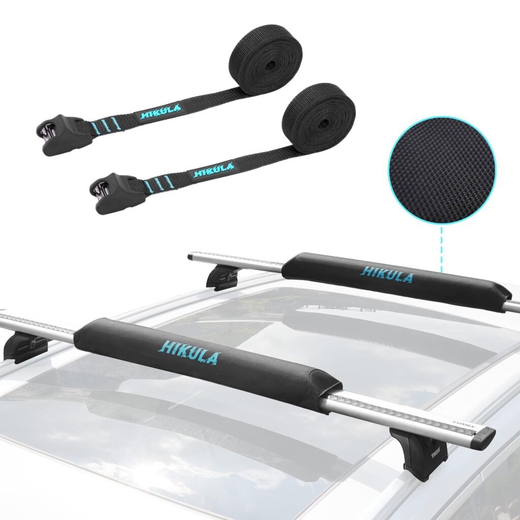 28" Soft Aero Roof Rack Pads for Various Crossbars with Two 15' Premium Scratch Resistant Silicone