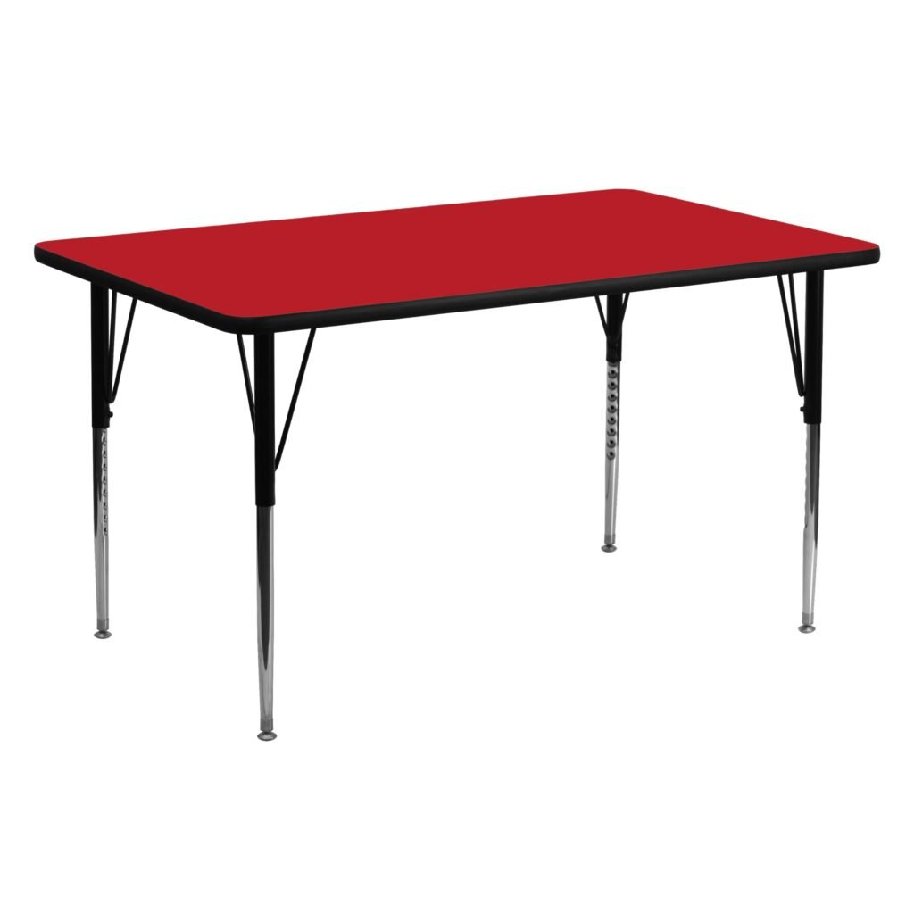 Flash Furniture Wren 24''W x 60''L Rectangular Red HP Laminate Activity Table - Standard Height