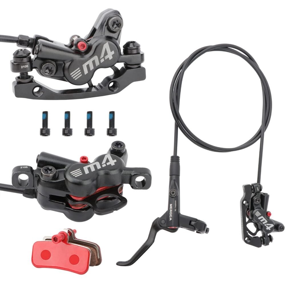 MEROCA M4 4-Piston Mountain Bike Hydraulic Disc Brakes Hydraulic Bike Brakes Front Tube 800mm Rear