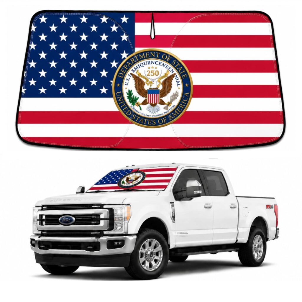 KABOZUVI America 250th Flag Windshield Sun Shade for Ford F250-F550 (2017-2022)