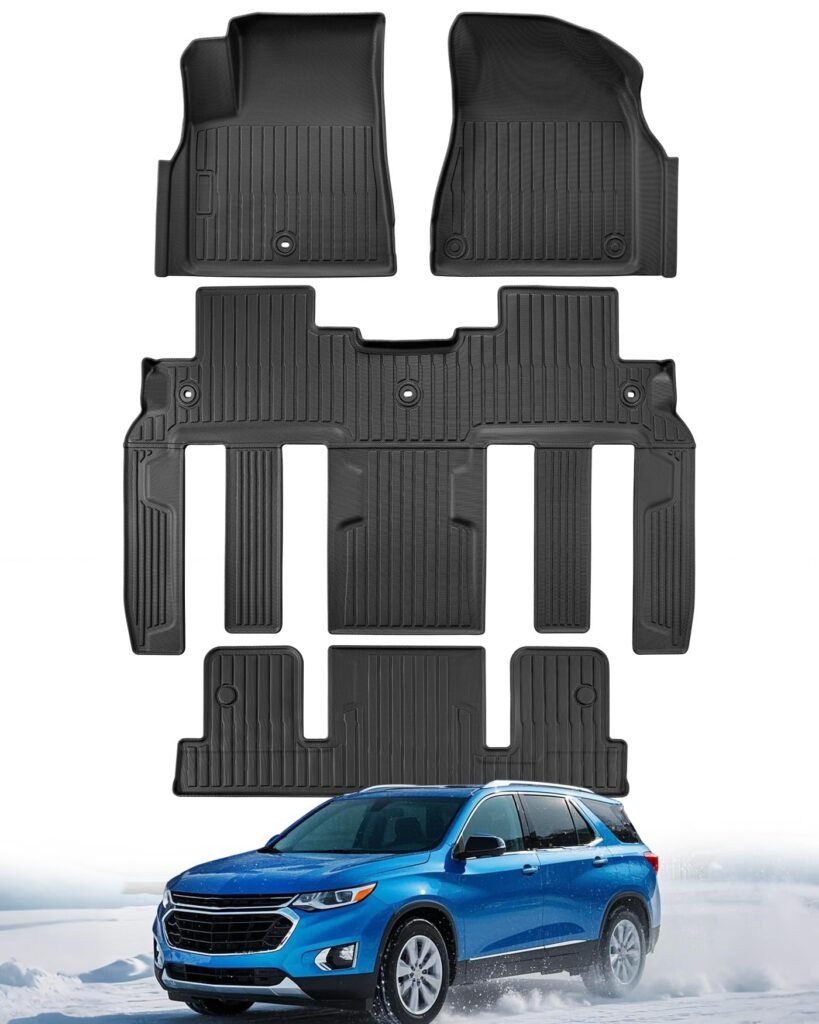 All Weather Floor Mats Custom Fit for Chevy Traverse 2009-2017 (Only Fits Captain's Chairs), Front