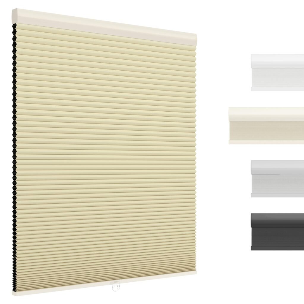 UNISHADES Blackout Cordless Cellular Shades, Honeycomb Blinds for Indoor Windows, for Window Size 55" W × 64" H Beige