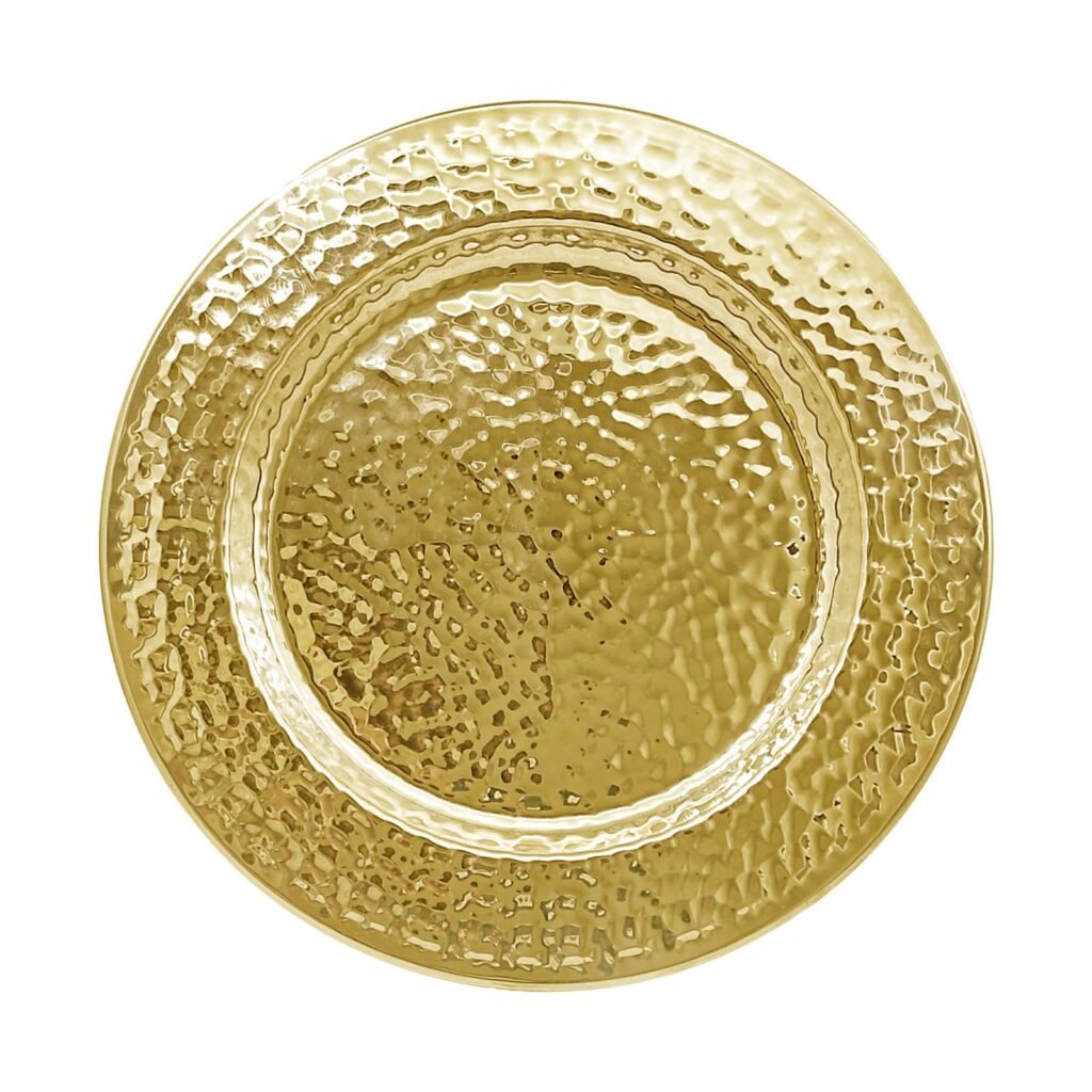 Brightalk 13-Inch Stainless Steel Hammered Charger Plates, Gold Dinner Plate Chargers Set of 6,