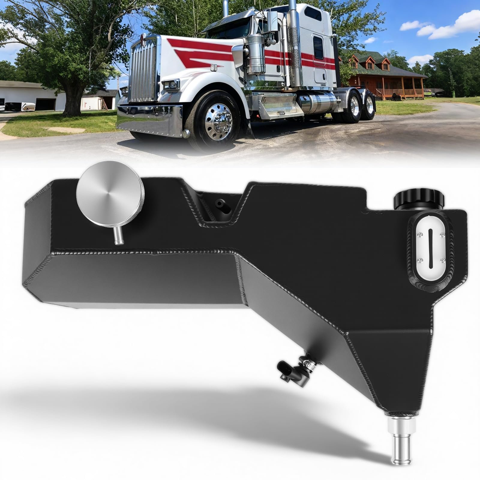 Ytrica Engine Coolant Reservoir Tank - Aluminum, for Kenworth & Peterbilt