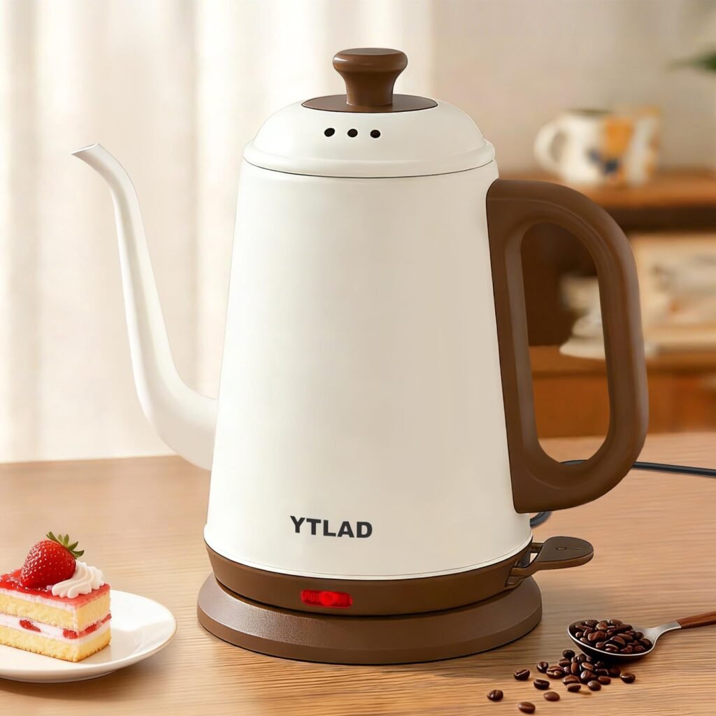 YTLAD Gooseneck Electric Kettle 1L, 1000W Fast Boiling for Pour-Over Coffee & Tea, 304 Stainless