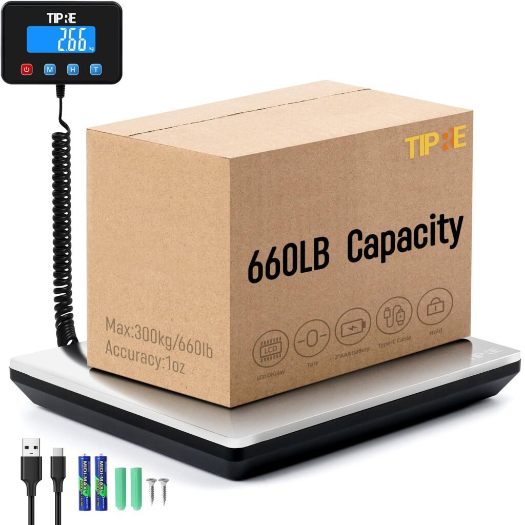 TIPRE Digital Shipping Postal Scale 660lb/1oz Accuracy! Heavy Duty Postage Scale Extra-Large