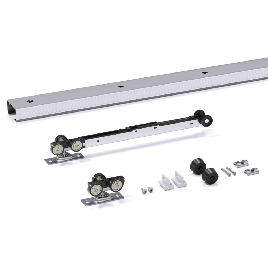 EaseLife 6FT Sliding Pocket Door Hardware Kit with Soft Close Mechanism, Aluminum Box Rail Kit,Slide Smoothly Quietly,Easy Install,No Door (68.5in Track for 24"~36" Wide Single Door)