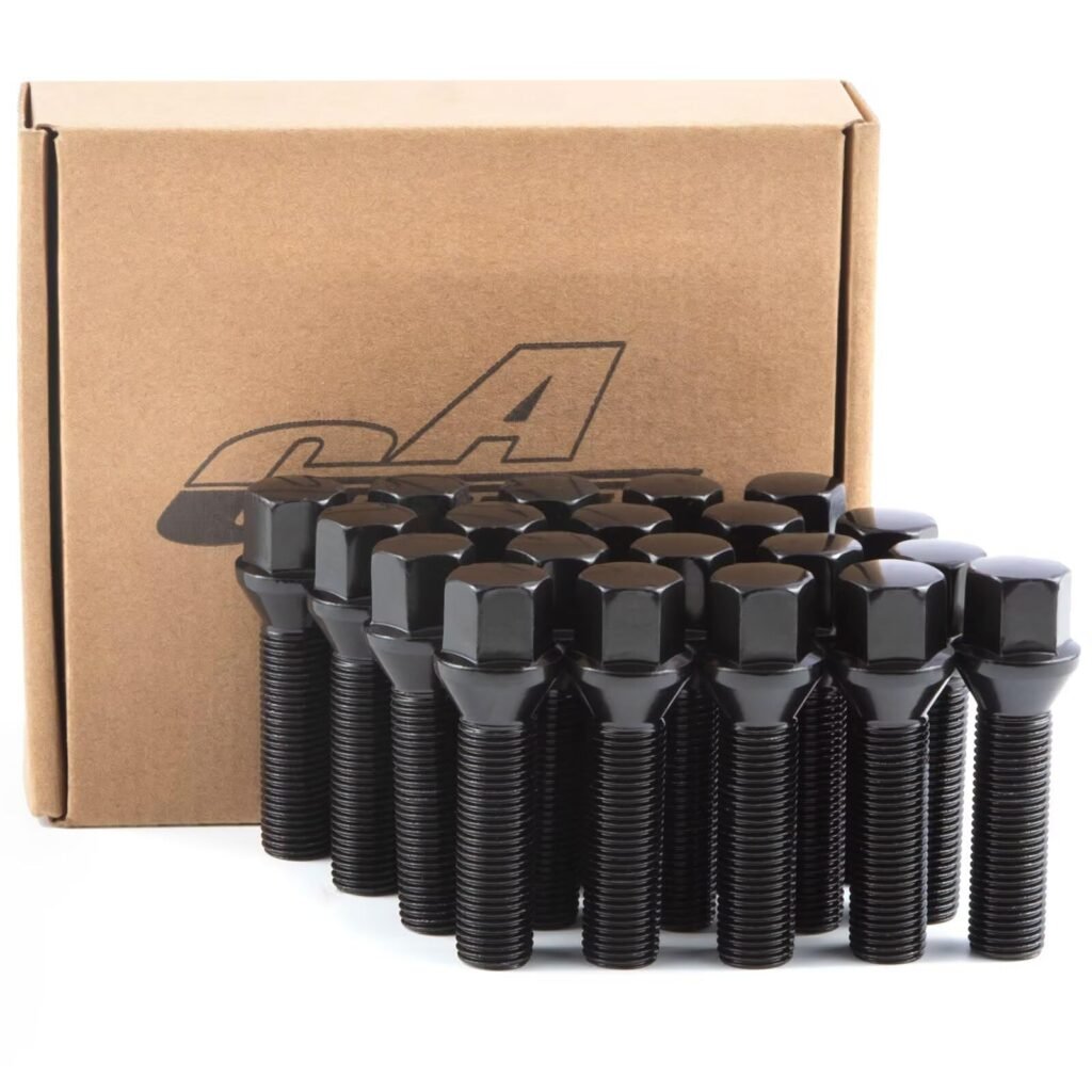 GAsupply 14x1.5 Lug Bolts, Compatible with Mercedes Benz Vehicles, 20pcs Black Conical Seat 45mm
