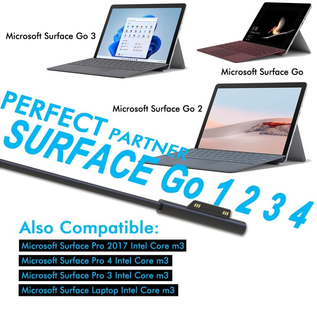 Charger Compatible for Surface Go/Go 2/Go 3 Surface Pro 4 Core m3 Surface Pro 3 Core m3 Surface Pro
