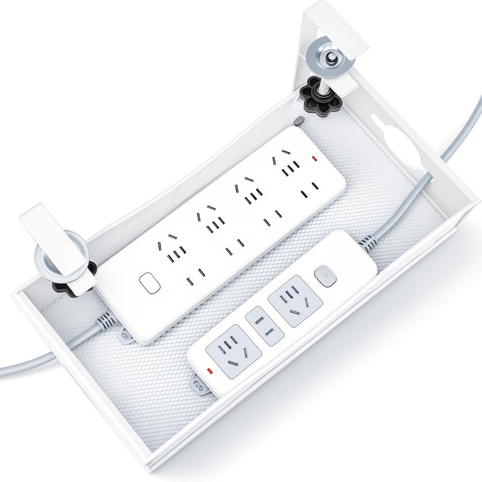 G.Sumiker Extra Wide Under Desk Cable Management Tray - White, XL