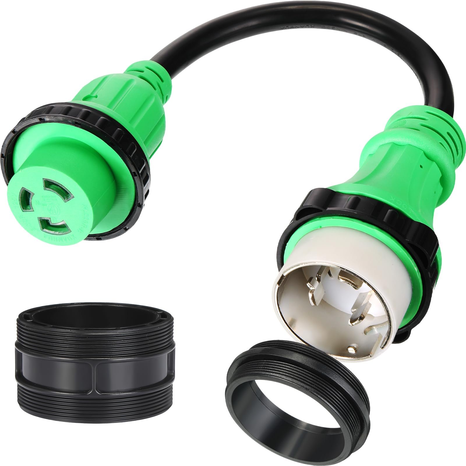 Kanayu Marine Shore Power Adapter Cable Compatible with Nema SS2-50p to L5-30r, Marine 50 Amp 125/250v Male to L5-30 125 Volt 30 Amp Shore Power Female Converter, Lock Adapter, 1.8ft(Green)
