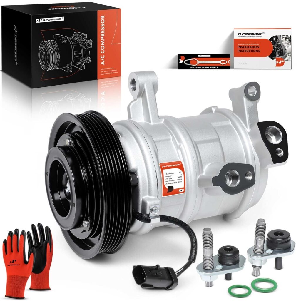 A-Premium Air Conditioner AC Compressor with Clutch Compatible with Jeep Grand Cherokee Commander 2008-2010 & Dodge Ram 1500 2500 3500 4000, Dakota, 10SR15E Style only (NOT fit 10SRE18C Compressor)