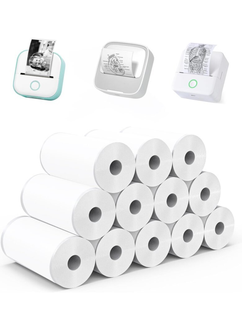 12 Rolls Mini Thermal Printer Sticker Paper Self-Adhesive, Notebuddy Mini Printer Sticker Maker