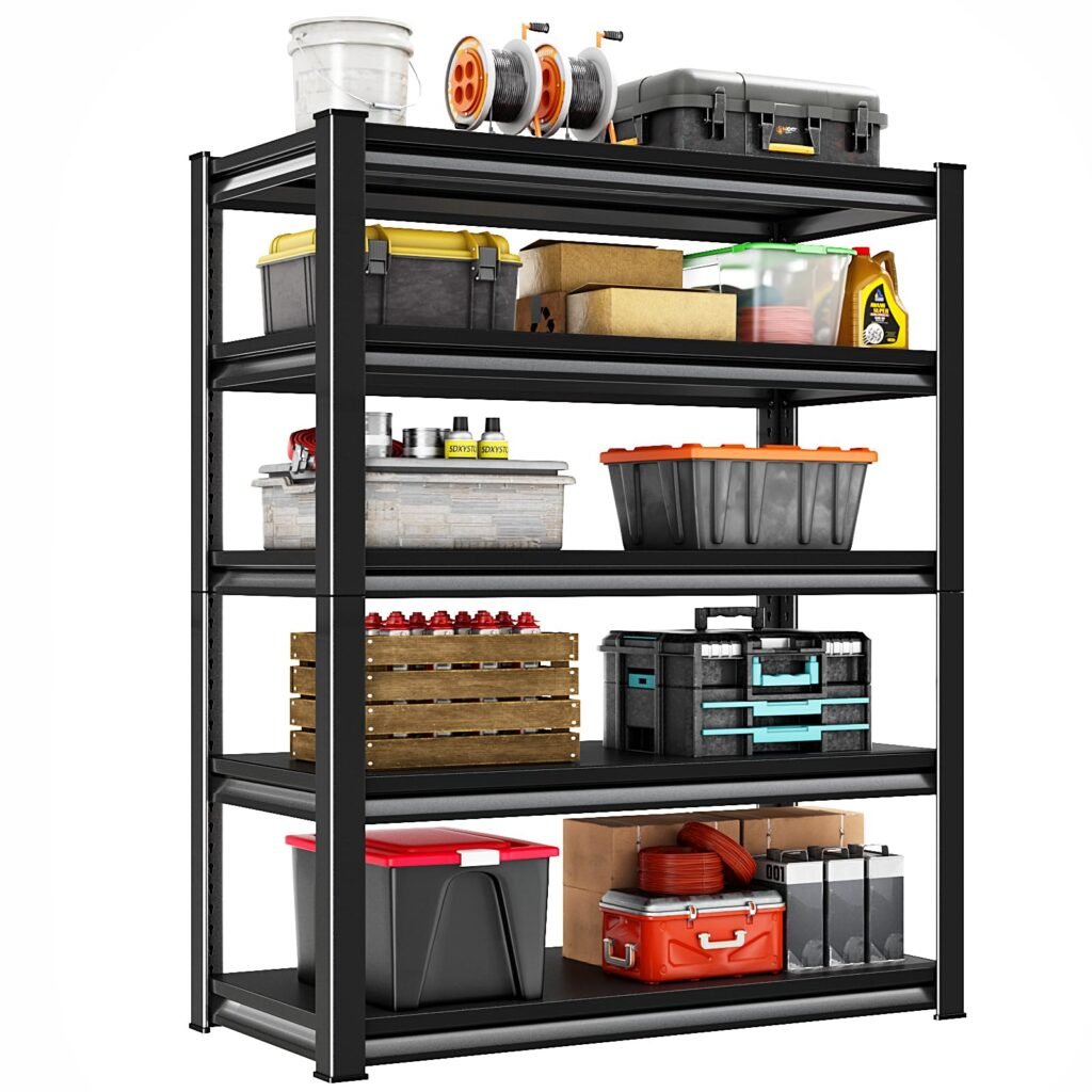 ** FACTOY SEALED **SDXYSTCE 40" W Garage Shelving Heavy Duty, 2250LBS Loads Garage Storage Shelves Heavy Duty, 5-Tier Metal Shelving Units and Storage Racks, Industrial Utility Shelf,40" Wx18 Dx72 H, Black