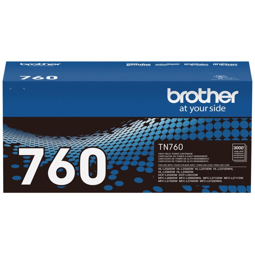 Brother Genuine TN760 High Yield Black Toner Cartridge, (for use with MFC-L2710DW MFC-L2750DW