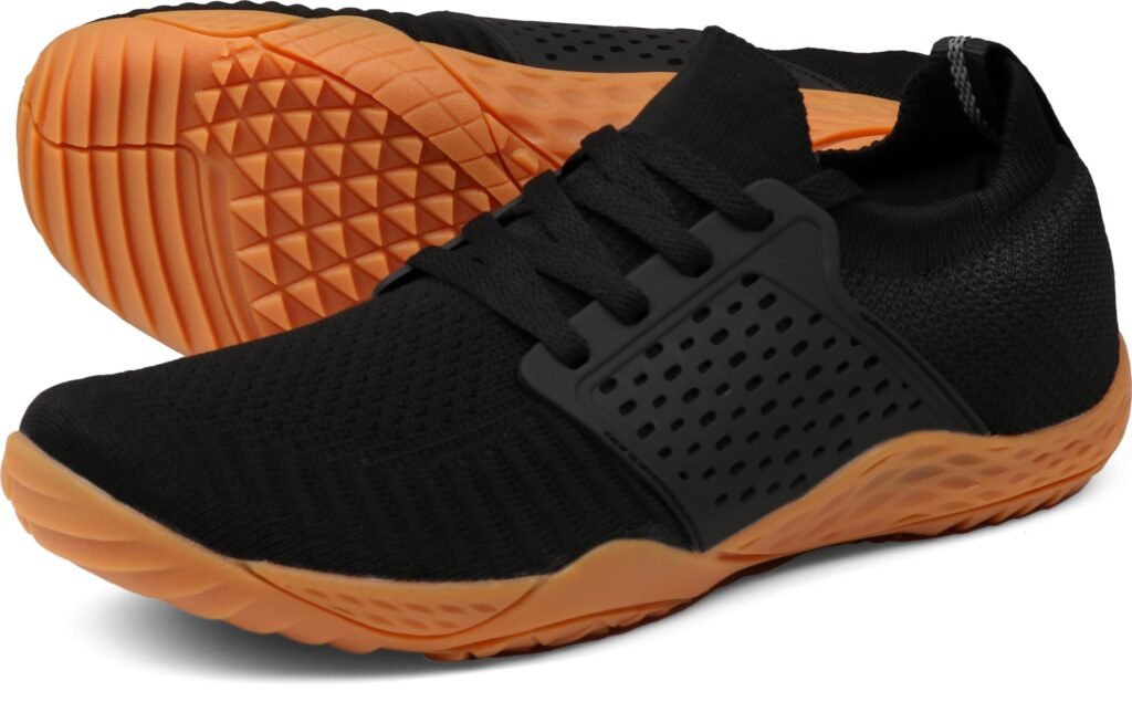 WHITIN Men's Trail Running Shoes Minimalist Barefoot 5 Five Fingers Wide Width Size 13.5 Toe Box Gym Workout Fitness Low Zero Drop Male Parkour Road Sport Breathable Beach All Black Gum 47