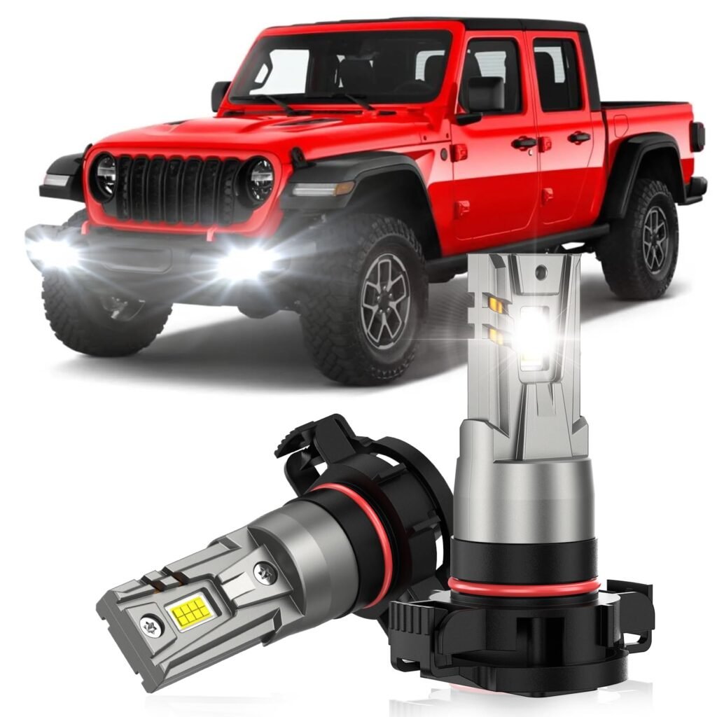 SENROBO Fog Light Bulbs Fit for Jeep Gladiator 2019-2024, 14000LM 700% Super Bright 6000K Cool White
