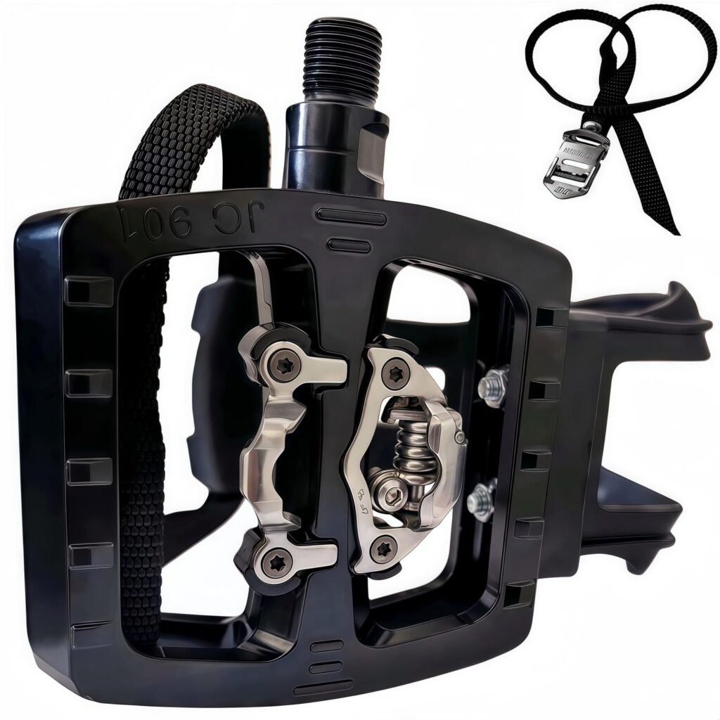 YBEKI Professional SPD/Toe Clip Spin Bike Pedals and Straps for Indoor Exercise Cycling &