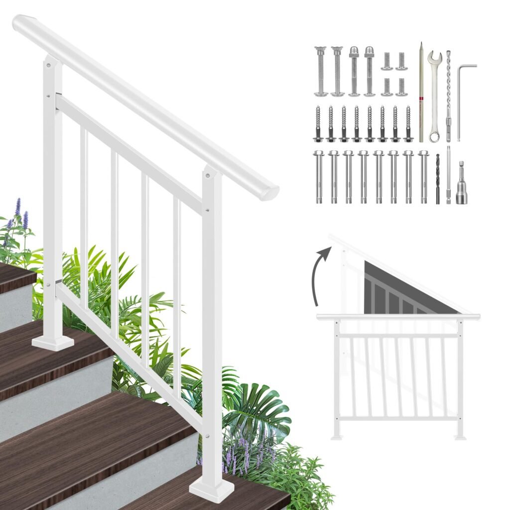 SunCrafts 3-Step White Metal Handrail