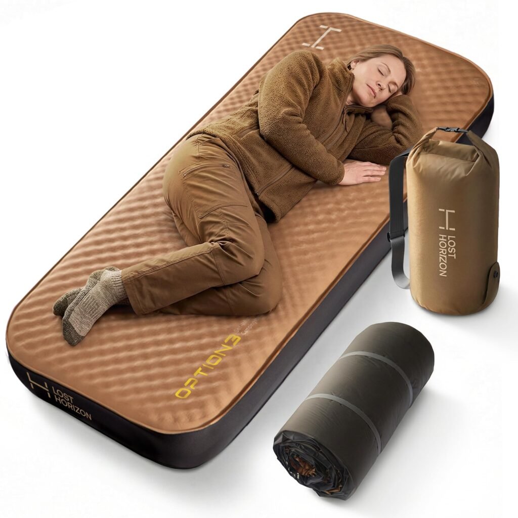 Lost Horizon Option3 Self-Inflating Foam Camping Mattress, Slim Single, 3"
