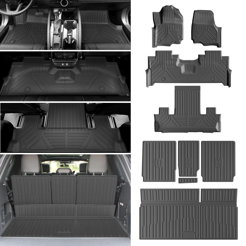 powoq 7 Seats Floor Mats Compatible with 2025 2026 Ford Expedition Cargo Mat Floor Liner Replacement for 2025-2026 Ford Expedition Accessories (Trunk Mat+Backrest Mats+Floor mats)