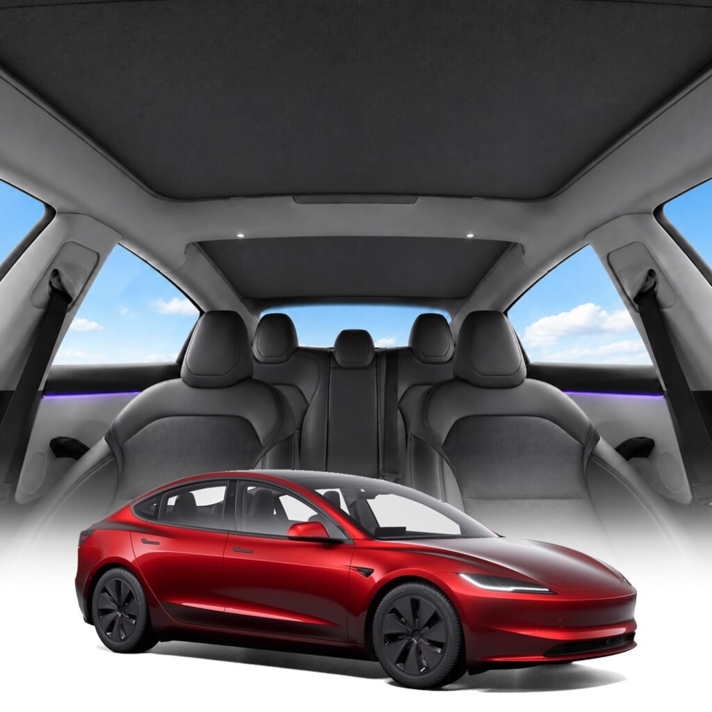 Rayhui Black Roof Sunshade for 2024-2026 Tesla Model 3 Highland